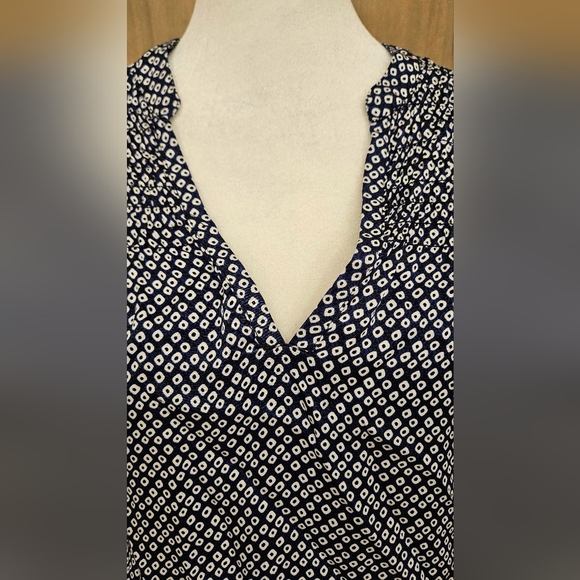 ANTHROPOLOGIE Sundays Tie Waist 3/4 Sleeved Mini Dress In Navy/white Spot.Size 0 - Picture 2 of 12